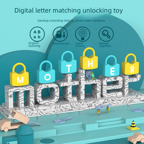 Onshine Montessori Early Childhood Educational Toys for Children - Number and Letter Key Pair Matching Lock Teaching Aids