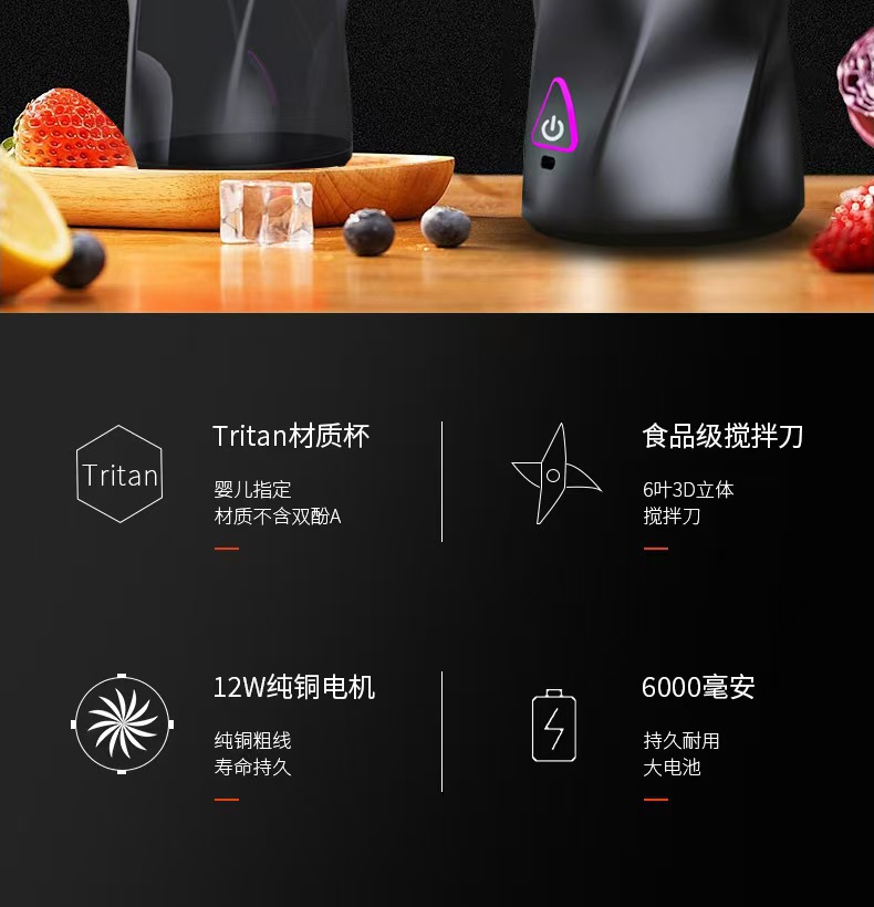 Portable Mini Juicer Fully Automatic Fresh Juice Extractor Home Blender Electric Juicing Cup