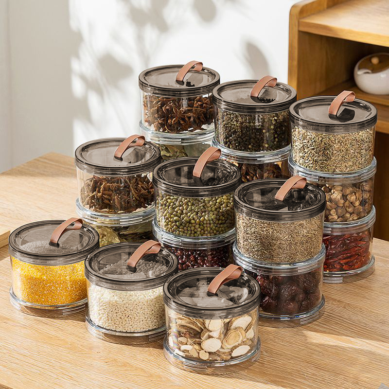 Plastic Transparent Sealed Jar Grain Storage Jar Pp Round Moisture-Proof Sealed Storage Jar Spice Box