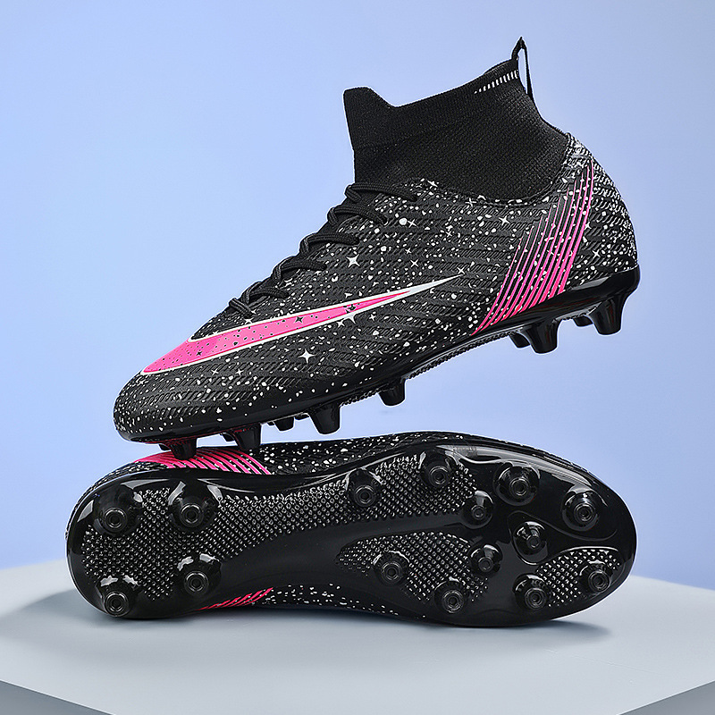 Cross-border foreign trade new football shoes students children's sneakers artificial grass training running shoes space leather children's training