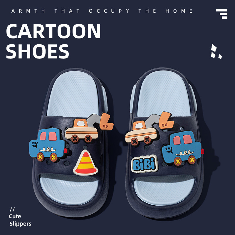 New Summer Children's Slippers for Girls, Cute Cartoon DIY Soft-Soled Baby Slippers for Boys