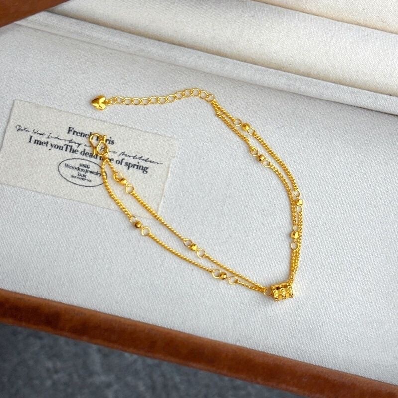 Gold Color Small Waist Bracelet for Women, Retro High-End Stacked Bracelets
