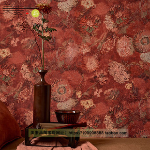 American Retro Wallpaper Van Gogh Mural Dark Green Red Wall Covering Bedroom Living Room Tv Background Wall French Wallpaper