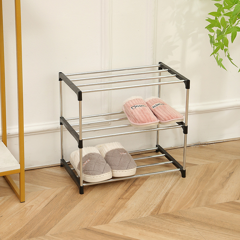 Estante de zapatos simple de entrada de dormitorio estante de zapatos multifuncional a prueba de polvo en stock multicapa fácil de ensamblar armario de zapatos de acero