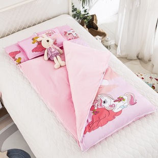 Cotton Crystal Velvet Children's Sleeping Bag Autumn and Winter fleece-lined Baby Quilt Baby Dual-use Kindergarten Small Quilt Kick-proof
