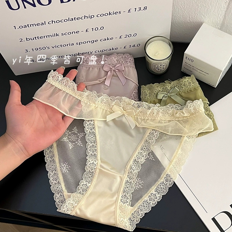 Lace pants, Japanese cute ultra thin sexy trousers, comfortable breathable cotton shorts