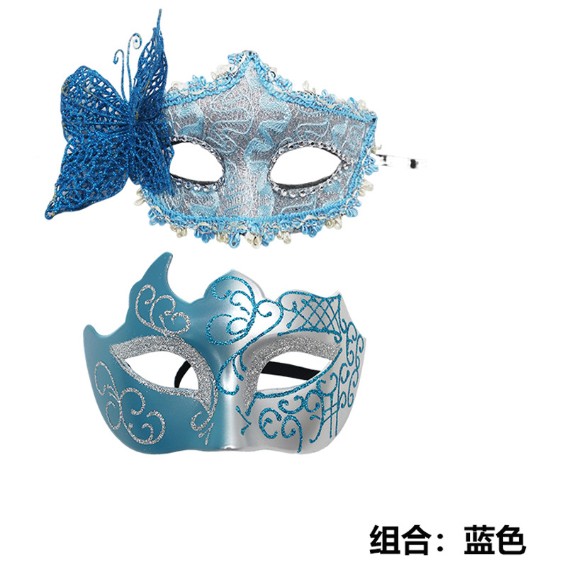 Nuevo Halloween transfronterizo baile de máscaras carnaval negro pintado hombre pareja pintada máscara de mitad de cara de alta calidad