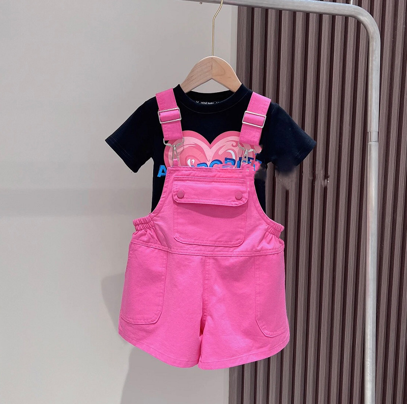 Girls love overalls suit thin casual two-piece set for girls and children_voghion.com