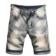 Vintage Old Denim Shorts Men's Trendy Brand Ins Motorcycle Washed Casual Stretch Shorts with Zipper Decorative Pants