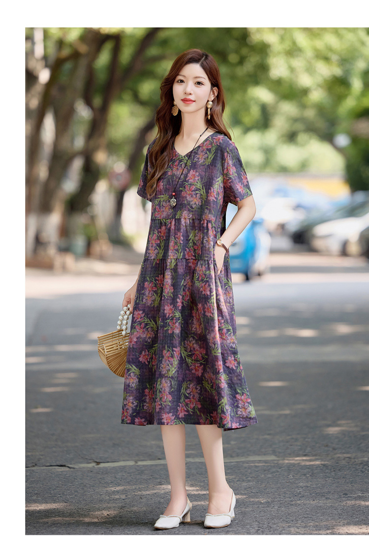 Đầm maxi nữ cotton linen in họa tiết thắt eo 2025 — Màu ảnh 03, Màu ảnh 04, Màu ảnh 01, Màu ảnh 02 chi tiết 18