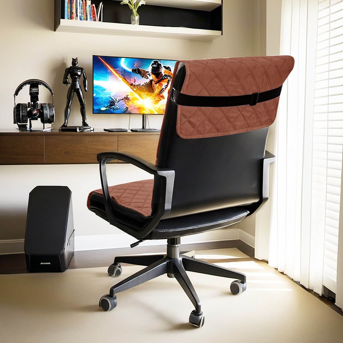 Funda de asiento de oficina impermeable de celosía cepillada transfronteriza Funda de asiento de oficina antideslizante antideslizante antideslizante antideslizante a prueba de gatos emitida por TEMU