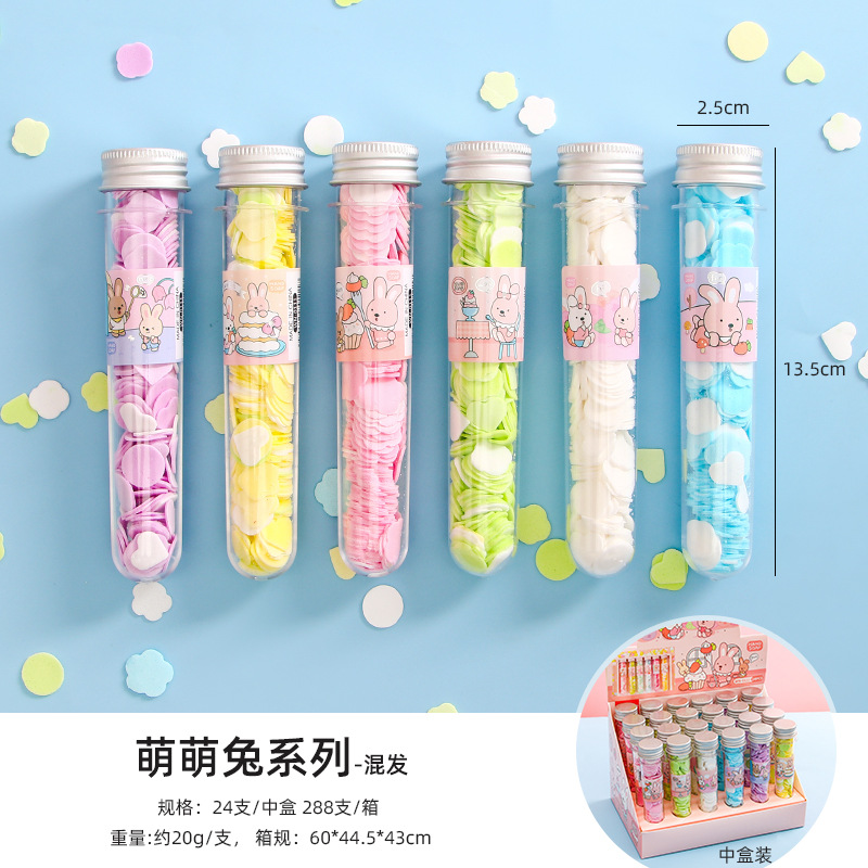 Una sola vez portátil al aire libre jabón de mano papel jabón de viaje tubo de ensayo para niños con pétalos de jabón