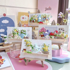 美丽复古风 静物油画浮雕画板石膏立体摆件迷你彩带彩绘涂鸦摆件