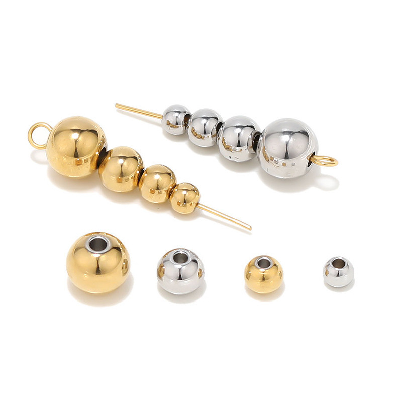 18K gold through hole handmade beaded 3-8mm color retaining titanium steel bracelet loose beads necklace jewelry accessories diy beads 18K gold through hole handmade beaded 3-8mm color retaining titanium steel bracelet loose beads necklace jewelry accessories diy beads