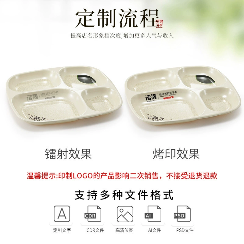 School dinner plate, plastic set for commercial use, 10 pieces