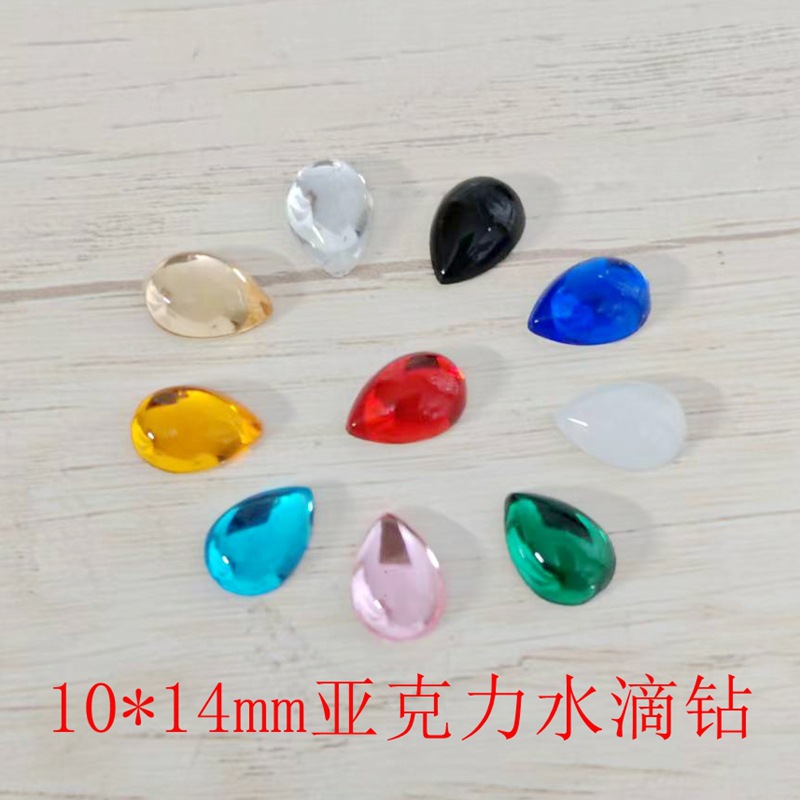 Akrildən pişik gözü damcı formalı sırğa və bəzək daşları 10x14 mm