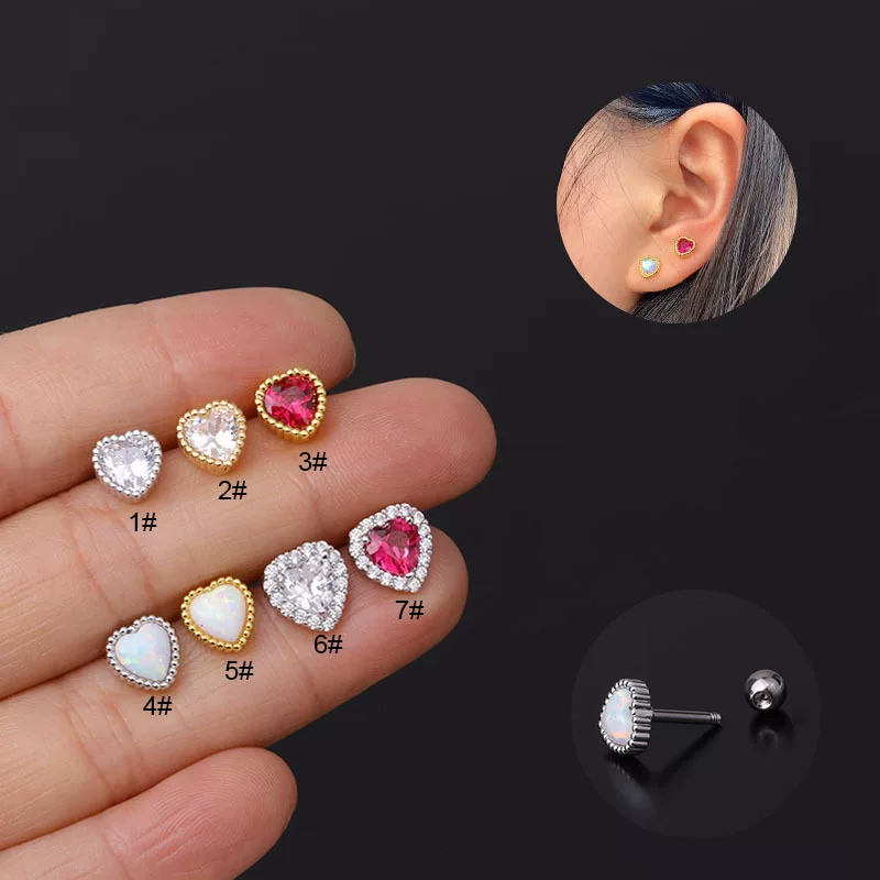Серебряные серьги из нержавеющей стали с цирконом, пирсинг, 16G
