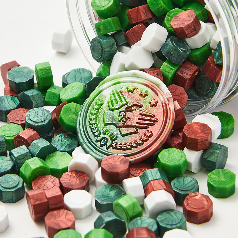 Cera de pintura al fuego, juego completo de sellos de pintura al fuego, octogonal, transparente, colorido, bolsa de colores mezclados, cera, venta al por mayor barata