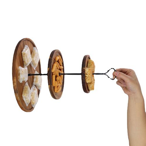 Wedding dessert table decorations multi-layer display stand cake stand three-layer cake tray birthday party pastry wooden tray