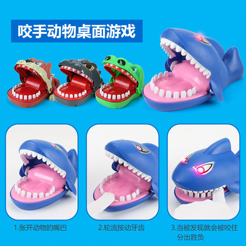 Children's full cup of stress-relieving toys, creative spoof finger-biting shark, crocodile dog, cross-border stall toy wholesale