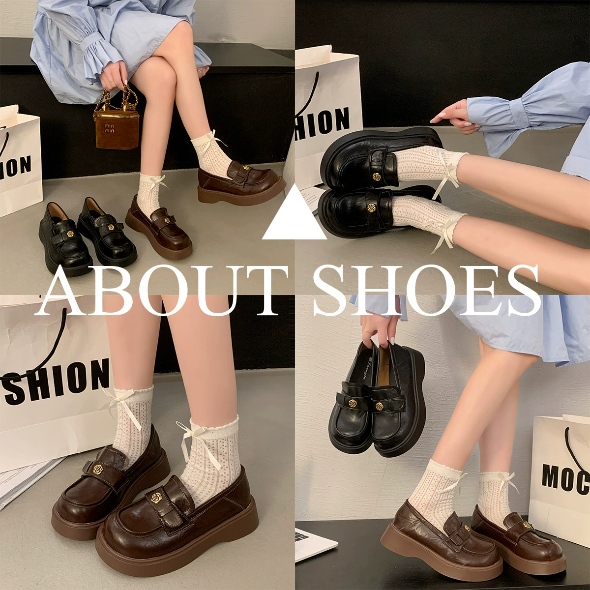 Round toe brown British style thick heel thick sole small leather shoes for women in spring and autumn 2025 new French one-foot loafer shoes
