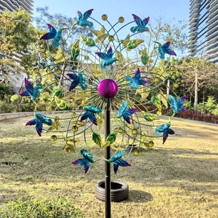 Amazon's Classic Popular Dancing Hummingbird Windmill Boutique Solar Lamp Luminous Outdoor Ground-Mounted Windmill