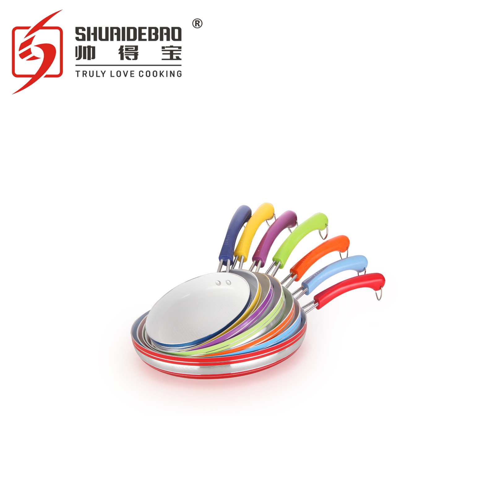 [20-28cm] Mini color sartén antiadherente anti-escaldado doble fondo sartén conjunto de cinco piezas sartén