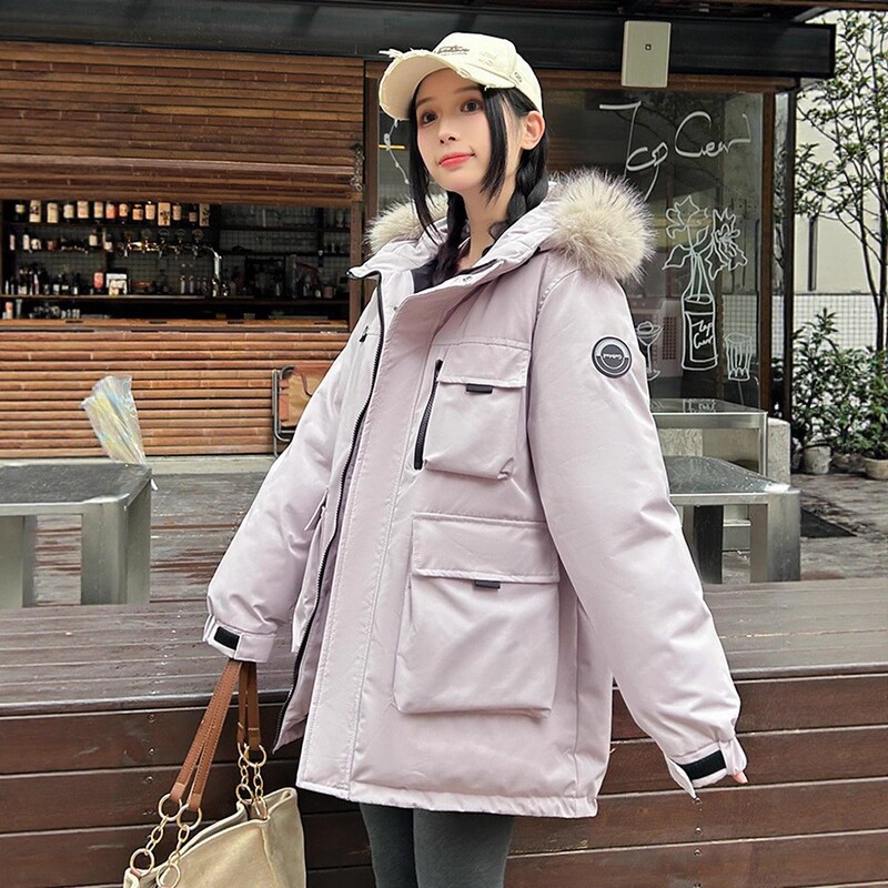 New Style Large Fur Collar Parka Student down Jacket Women's Fashion Thick Warm Cotton Coat Trendy