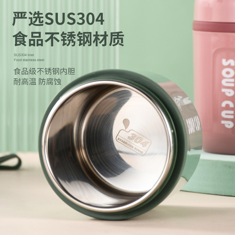 Xinfan aislado caja de almuerzo palillos taza de almuerzo caja de sopa portátil almuerzo cubo sopa taza gachas caja multiusos olla de sopa mini aislado cubo