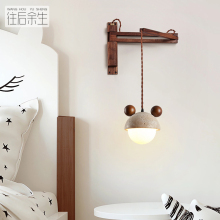 充电壁灯免布线免接线中古主卧客厅卧室床头小夜灯可爱儿童房墙灯