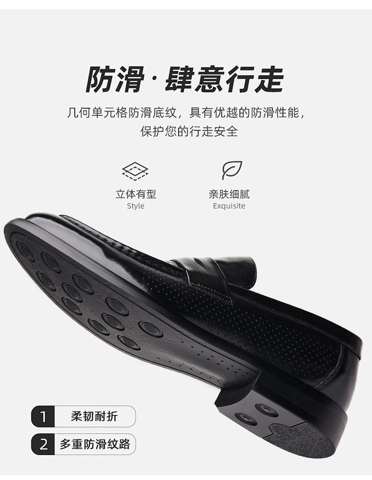 Sandal nam da bò lớp đầu khoét lỗ thoáng khí, đế bằng gỗ tự nhiên, kiểu lười — Sandal màu nâu, Sandal đen chi tiết 9