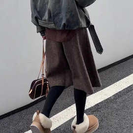 复古毛呢五分裤女2025秋冬新款时尚文艺简约舒适显瘦直筒阔腿短裤
