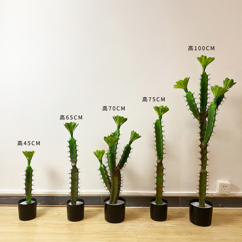 Simulación nórdica Planta verde Pilar de hadas Cactus grande piso interior sala de estar ropa tienda decoración de ventana