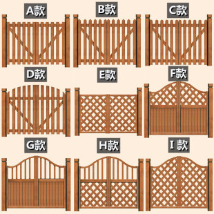 Garden Wooden Door Carbonized Anti-Corrosion Wooden Fence Fence Gate Outdoor Courtyard Fence Yard Fence Guardrail Wooden Door