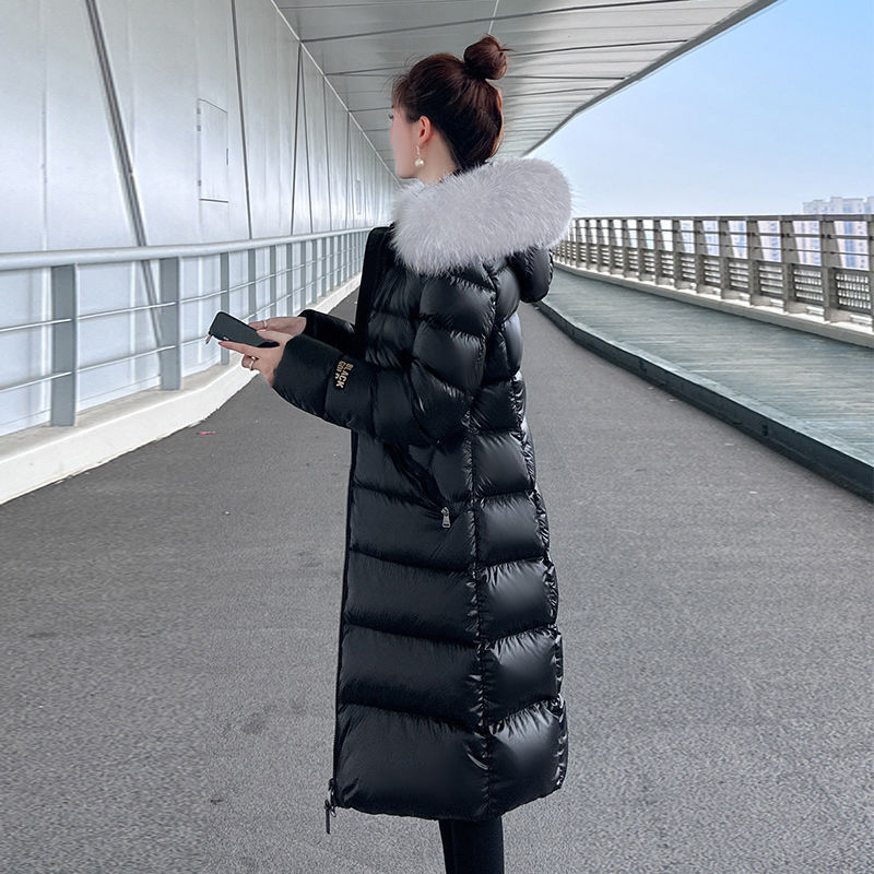 2025黑金羽绒棉服女长款过膝修身显瘦加厚大毛领韩版棉衣棉袄外套