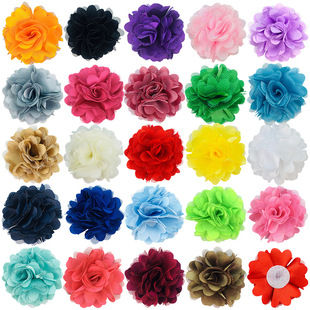 Foreign trade AliExpress Europe and the United States hot 5cm solid color satin mesh children's hair accessories headdress flower corsage cloth flower