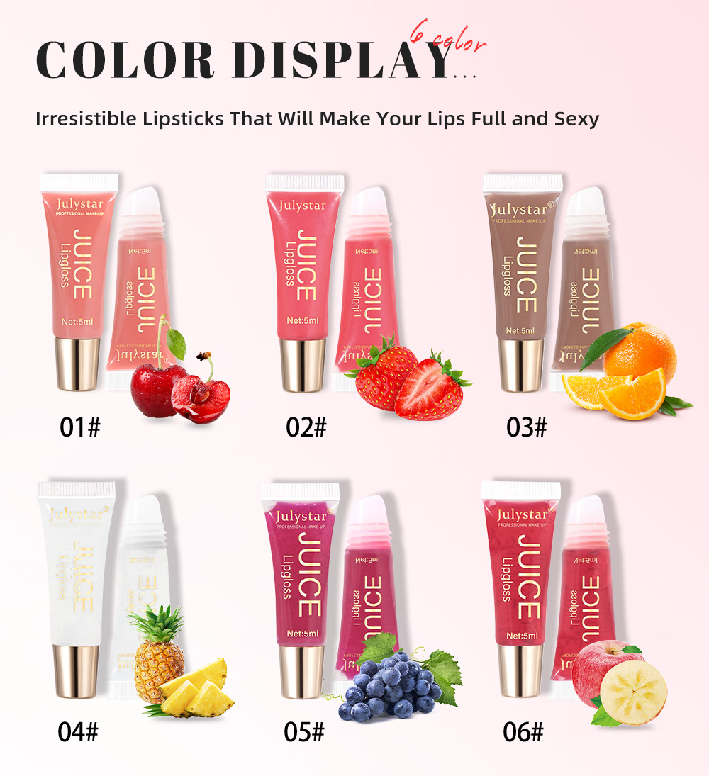 Julystar's best-selling Hydrating Lip Gloss with fruity flavor, long-lasting moisturizing and hydrating soft tube lip gloss set undefined