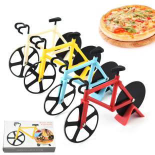 Creative bicycle pizza knife roller pizza knife double wheel pizza wheel knife in stock pizza slitting knife cake cutter