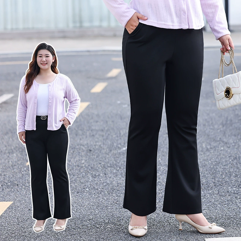 Широкие брюки-клеш для женщин больших размеров, осень 2025, новые, высокой посадки, корректирующие фигуру, для фигуры типа "груша", микро-клеш