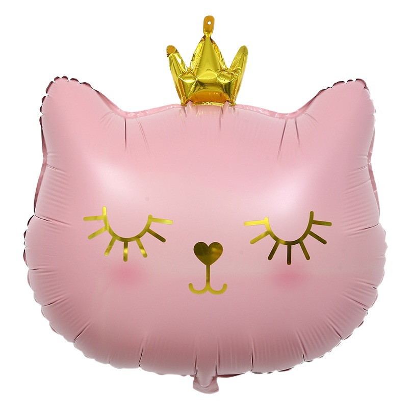 Corona gato cabeza aluminio película globo lindo negro Rosa gato cabeza fiesta Fondo decoración aluminio película aluminio papel de aluminio globo