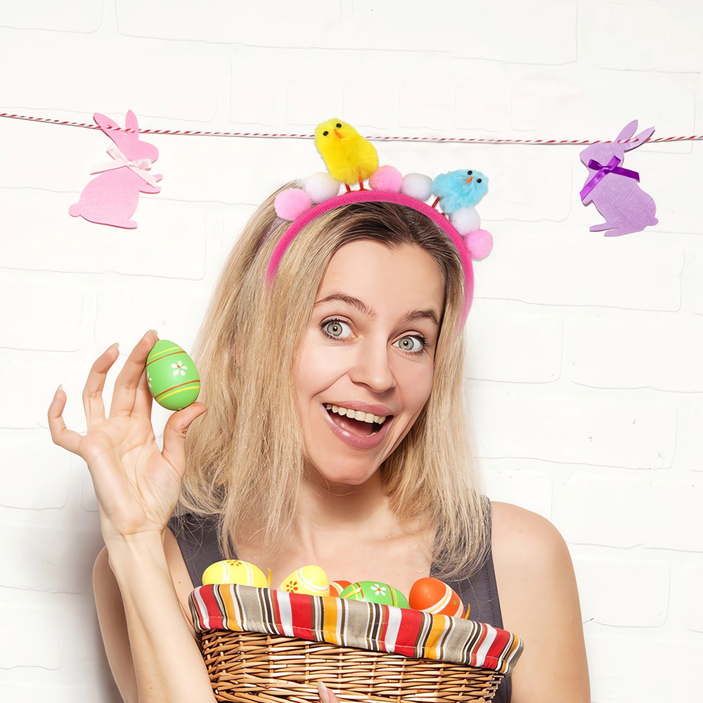 Rabbit, Chick Pattern Easter Cute Rabbit Chick Hairball Party Festival Headband Party Supplies Party Accessories 1 Piece