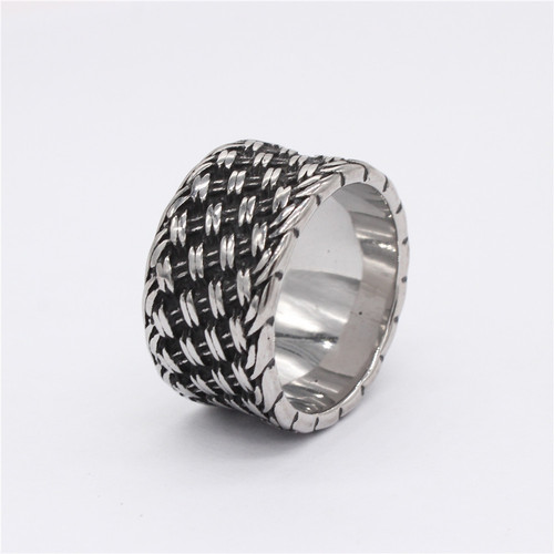R1392 Wholesale Fashion Accessories EMEU Personality Retro Braided Knot Titanium Steel Ring Finger for Men