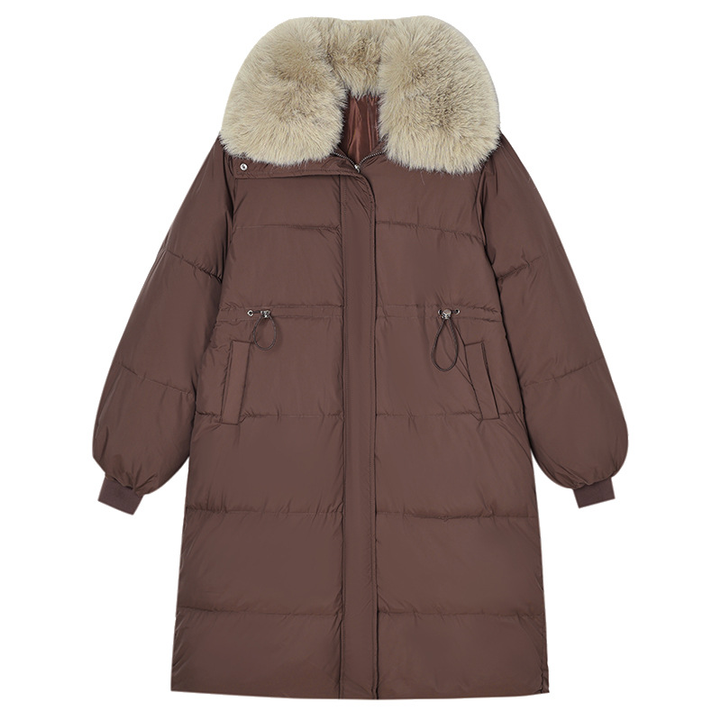 Invierno nuevo largo sobre la rodilla ropa de algodón caliente para mujeres 2025 folga gruesa chaqueta de algodón de cuello grande abrigo image 5