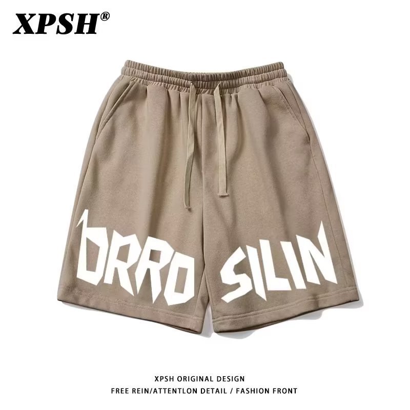 American ins moda marca Carta de impresión con cordón pantalones cortos de baloncesto de verano de los hombres versátiles sueltos pantalones cortos casuales al por mayor