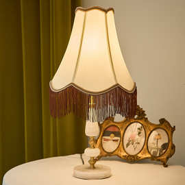 法式复古黄铜台灯床头灯客厅玄关西洋古董风流苏跨境摆件卧室装饰