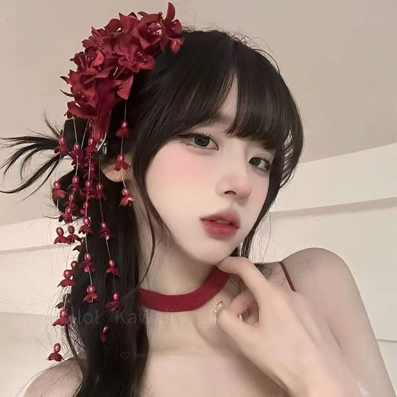 超仙铃兰花流苏发夹复古中式古风发饰头饰拍照氛围感新娘森系配饰|undefined