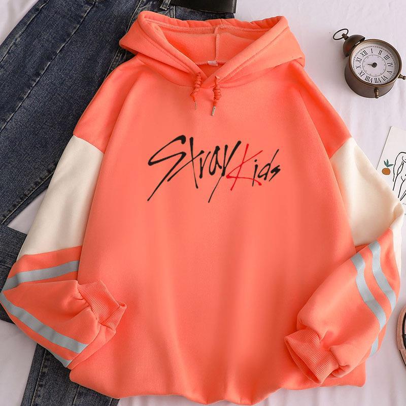 Suministro transfronterizo Harajuku KPOP stray kids álbum sudadera de manga larga empalmada sudadera con capucha marca de moda