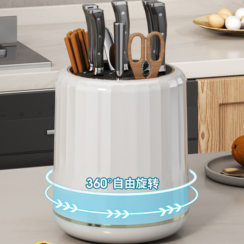 Kitchen rotating knife rack house home table kitchen knife rack multifunctional chopsticks cylinder knife holder integrated storage box