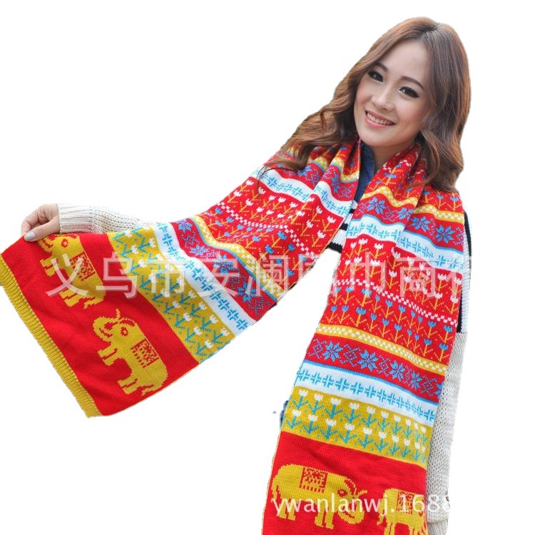 Fabricantes de tejido pueden personalizar imitación de cachemira de lana de doble capa de elefante jacquard bufandas de moda
