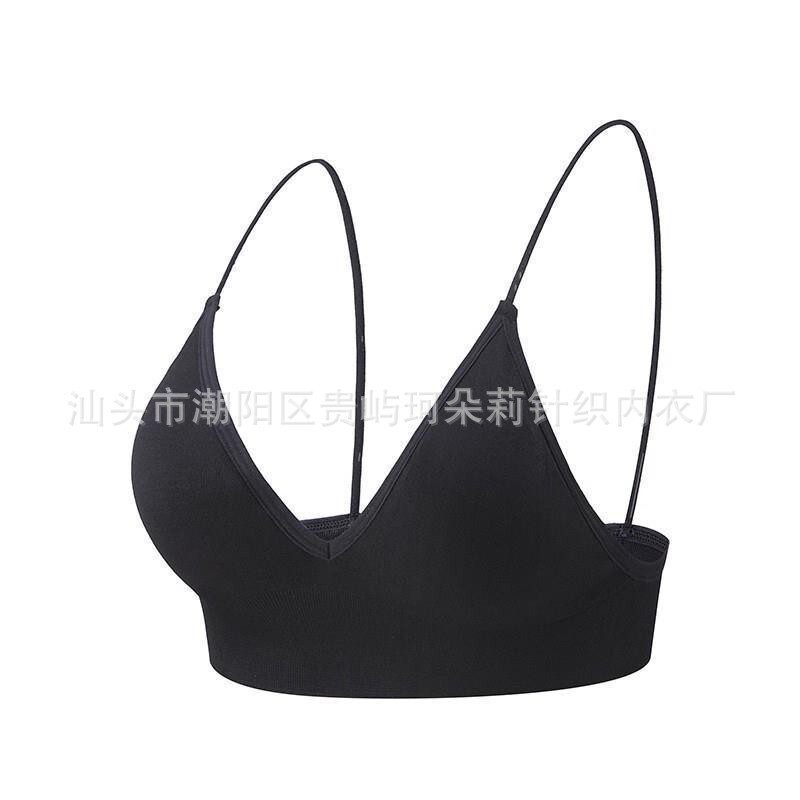 Cross-Border Deep V Character Triangle Cup Seamless Bra Thin Strap Thin High Elastic Casual Bottoming Bra Yoga Bra for Women